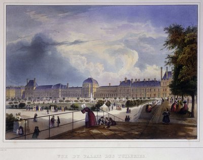 Vista del Palazzo delle Tuileries - in Paris en 1837 da Louis Jules Arnout