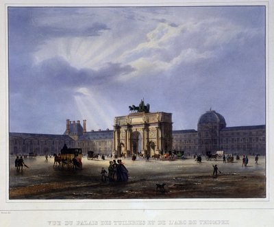 Veduta del Palais des Tuileries e del carrousel - in “Paris en 1837” da Louis Jules Arnout