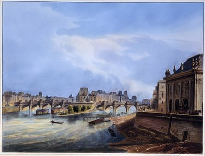 Vista del ponte Neuf - in Paris en 1837 da Louis Jules Arnout