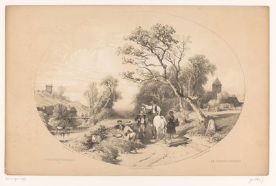 Cavaliere chiede informazioni lungo la strada (Pittoreske wandelingen) da Louis Julien Jacottet