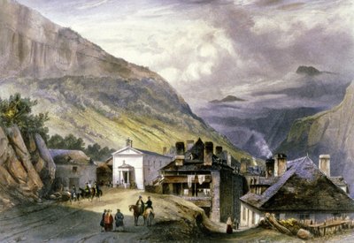 Il villaggio di Eaux chaudes, c.1850 da Louis Julien Jacottet