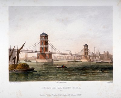 Vista del ponte di Hungerford da est, Londra da Louis Julien Jacottet