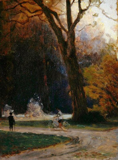 Ciclista nel Parco Karlsaue, Kassel da Louis Kolitz
