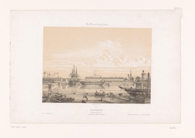 Vista del Bacino Napoleone III al porto di Cherbourg (serie: Hedendaags Frankrijk) da Louis Le Breton