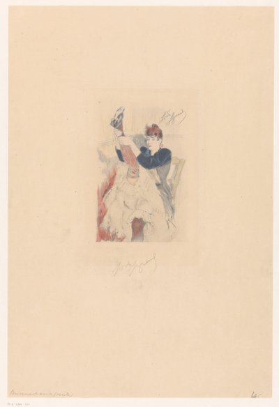 Ballerina di cancan che fa un esercizio di flessibilità da Louis Legrand (signed by artist)
