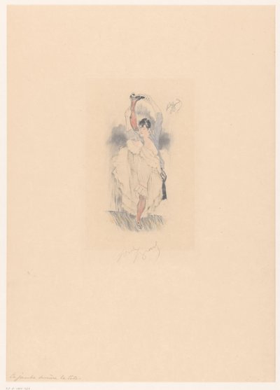 Ballerina di cancan con gamba tesa dietro la testa da Louis Legrand (signed by artist)