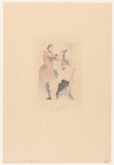 Ballerina di cancan seduta su una sedia mentre fa un esercizio di flessibilità da Louis Legrand (signed by artist)