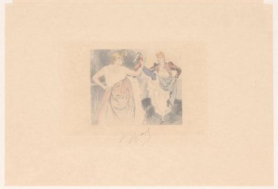 Due ballerine di cancan con gambe sollevate da Louis Legrand (signed by artist)