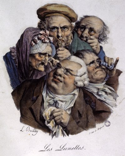 Gli occhiali, c.1820 (incisione) da Louis Leopold (after) Boilly