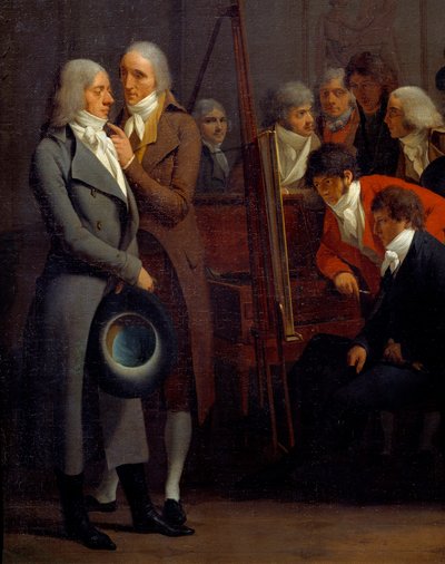 Incontro di artisti nello studio del pittore Jean Baptiste Isabey (1767-1855) da Louis Leopold Boilly