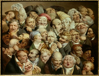 Caricatura: serie di espressioni ridicole "riunione di 35 teste di espressione" da Louis Leopold Boilly