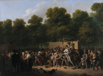 Distribuzione di vino e cibo sugli Champs-Elysées in occasione del re... da Louis Leopold Boilly