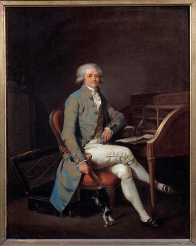Rivoluzione francese: ritratto a figura intera di Maximilien Robespierre al suo tavolo da Louis Leopold Boilly