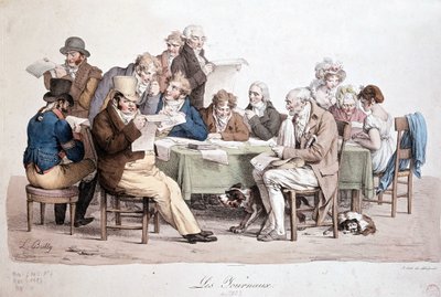 Uomini che leggono giornali - incisione di Louis Boilly intitolata "Les journaux" da Louis Leopold Boilly