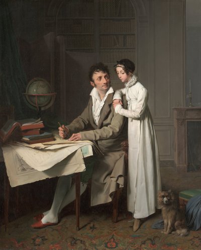 La lezione di geografia Ritratto di Monsieur Gaudry e sua figlia da Louis Leopold Boilly