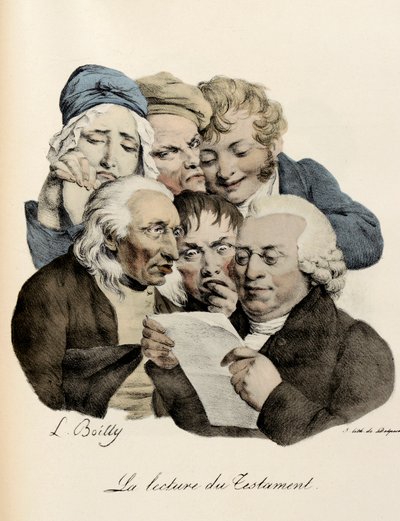 La lettura del testamento. Incisione di Louis-Leopold Boilly da Louis Leopold Boilly
