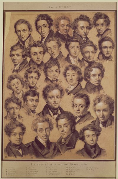 Venticinque allievi dallo studio di Antoine Jean Gros, 1820 da Louis Leopold Boilly