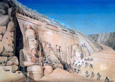Scavo del Grande Tempio di Ramses II, Abu Simbel, 1819 da Louis M. A. Linant de Bellefonds,