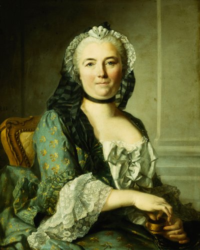Ritratto di una signora, seduta, mezzo busto, con una tabacchiera da Louis Tocqué