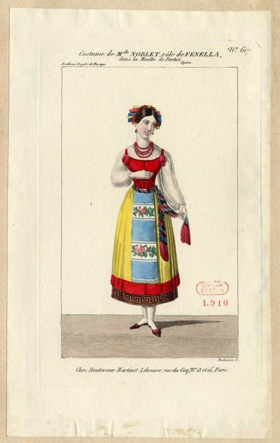 Mademoiselle Noblet come Fenella. Costume per l