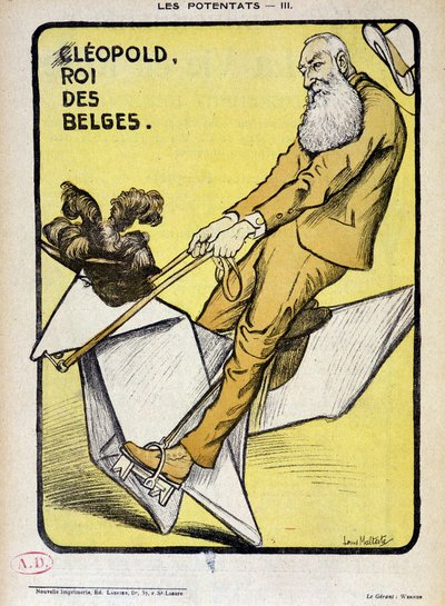 Ritratto caricaturale di Leopoldo, re dei Belgi su un cavallo di carta - di Louis Malteste, in 