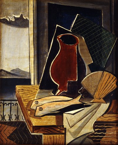 Tavolo davanti al balcone da Louis Marcoussis