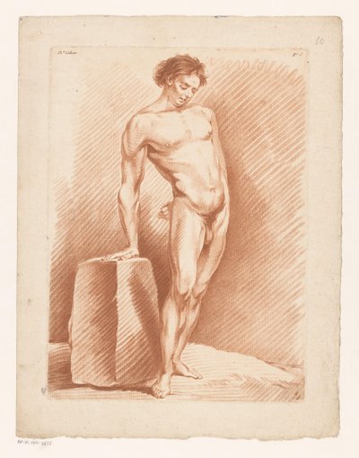 Nudo maschile accanto a un blocco da Louis Marin Bonnet (possibly)