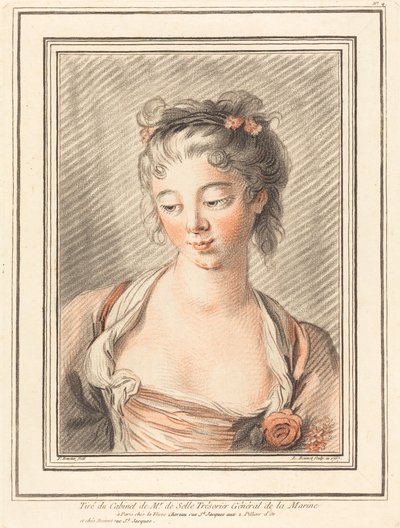 Busto di una giovane donna che guarda in basso, 1773 o successivo da Louis Marin Bonnet