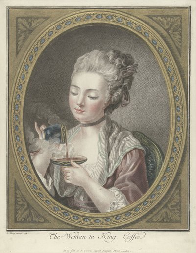 Busto di una giovane donna che beve caffè da Louis Marin Bonnet
