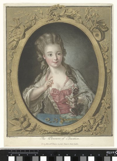 Giovane donna con un cagnolino da Louis Marin Bonnet