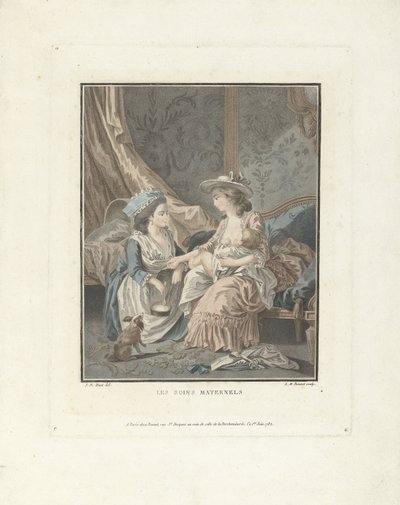 Madre con bambino e domestica da Louis Marin Bonnet