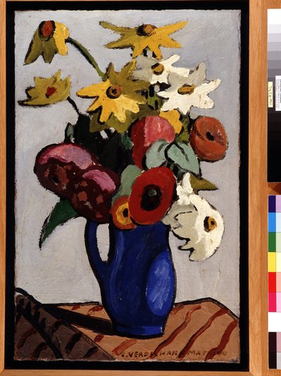 Mazzo di fiori in vaso blu. Dipinto di Louis Mathieu Verdilhan (1875-1928) da Louis Mathieu Verdilhan