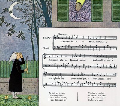 Spartito e illustrazione della canzone per bambini 