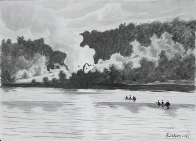 Incendio visto da East Lyme, Connecticut, 1900 da Louis Michel Eilshemius