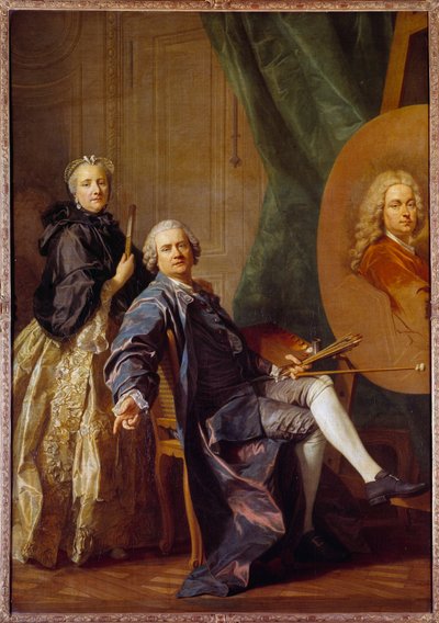 Louis Michel Van Loo (1707-1771), consigliato da sua sorella Marie Anne lavora al ritratto di suo padre Jean Baptiste Van Loo (1684-1745) Dipinto di Louis Michel Van Loo (1707-1771) 1763 da Louis Michel van Loo