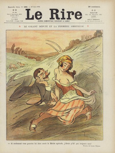 Il deputato galante e la ragazza di campagna ambiziosa. Illustrazione per Le Rire da Louis Morin