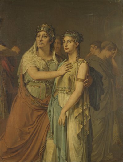 Le attrici Joanna Cornelia Ziesenis-Wattier (1762-1827) e Geertruida Jacoba Grevelink-Hilverdink (1786-1827) in Ifigenia (1674) di Jean Racine (1639-99) da Louis Moritz