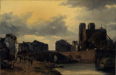 Il chevet di Notre-Dame e il ponte Hôtel-Dieu da Louis Nicolas Matout