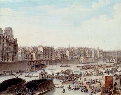 Vita marittima sui moli del Porto di Parigi nel 1782 (dettaglio) da Louis Nicolas de Lespinasse