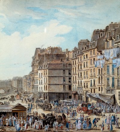 Vita marittima sui moli del Porto di Parigi nel 1782. Peniches e attività commerciali sulla Senna (dettaglio). Disegno di Louis de Lespinasse (1734-1808) 1782. Parigi, Museo Carnavalet da Louis Nicolas de Lespinasse