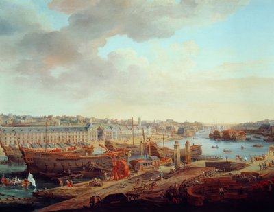 Cantiere navale: La città di Brest (dettaglio) da Louis Nicolas van Blarenberghe