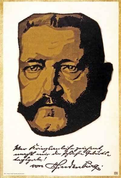 Ritratto del Feldmaresciallo Generale Paul von Hindenburg, pub. Monaco, 1917 da Louis Oppenheim
