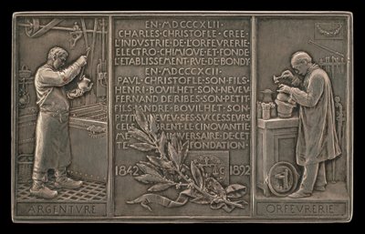 Cinquantesimo anniversario della Compagnia Christofle, 1842-1892 [verso] da Louis Oscar Roty