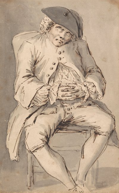 Un uomo addormentato con le mani incrociate su una sedia da Louis Philippe Boitard