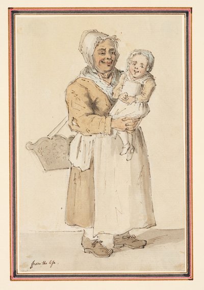Studio di una donna e un bambino disegnati dal vivo da Louis Philippe Boitard