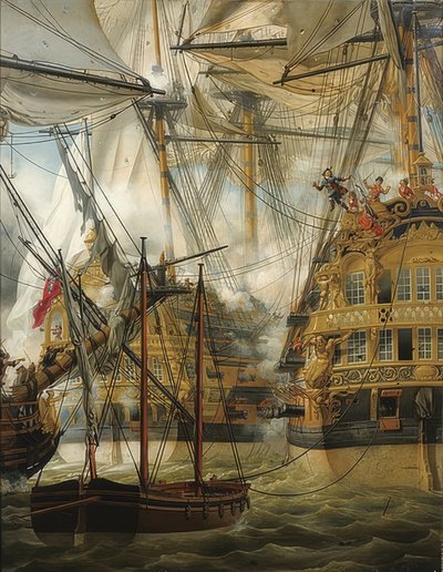 HMS Cumberland combatte contro Le Lys e La Gloire da Louis Philippe Crepin