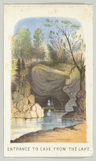 Ingresso alla grotta dal lago, dalla serie, Vedute di Central Park, New York, Parte 2, 1864 da Louis Prang