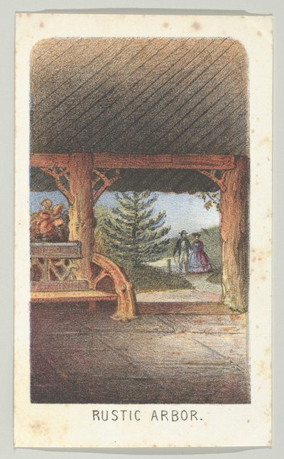 Rustic Arbor, dalla serie, Vedute di Central Park, New York, Parte 3, 1864 da Louis Prang