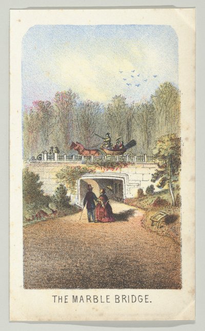 Il ponte di marmo, vicino al lago, dalla serie, Vedute di Central Park, New York, Parte 3, 1864 da Louis Prang