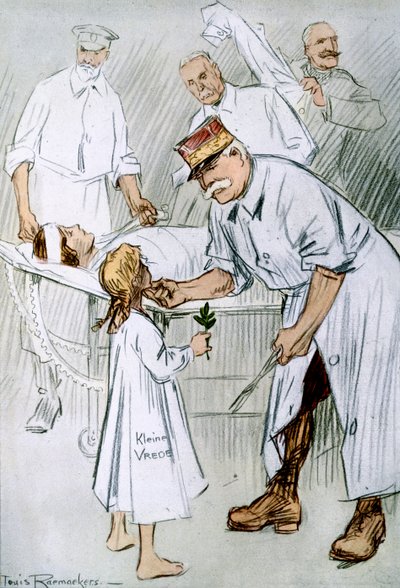 Pace e intervento: militarismo tedesco sul tavolo operatorio degli Alleati, 1916 da Louis Raemaekers